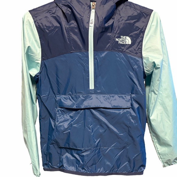 The North Face Navy and Light Blue Rain Jacket w/bag | NWT | Sz M - Picture 2 of 4